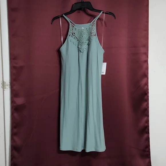 SO High Neck Crochet Dress, Medium, Green - Picture 2 of 4